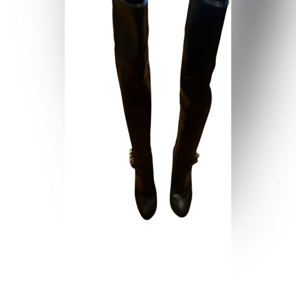 Coach Black Leather Tall Boots Size 5 1/2 B - Picture 1 of 8